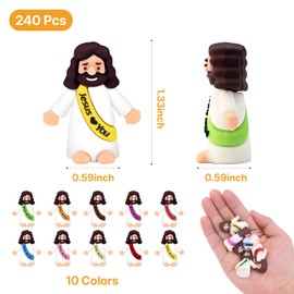EWOID 240 Pcs Little Jesus Figures, Multicolor Mini Jesus Loves You Figures in Bulk, for Religious Party Favors, Baptism Gifts, Sunday School, Easter Egg Stuffers