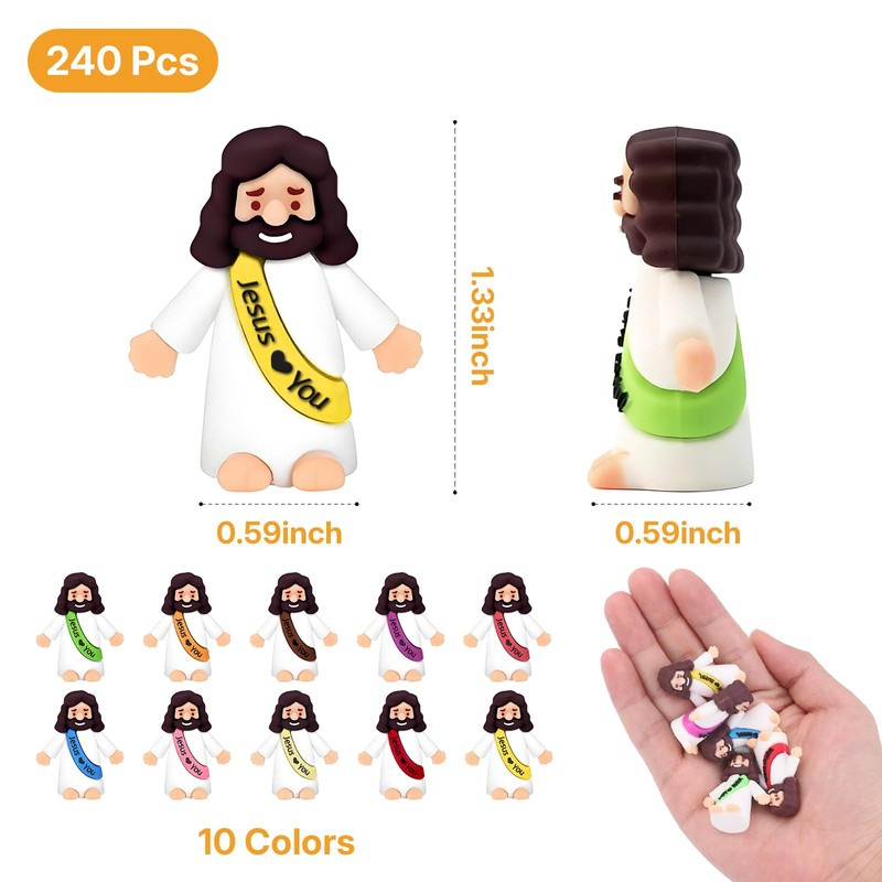 EWOID 240 Pcs Little Jesus Figures, Multicolor Mini Jesus Loves