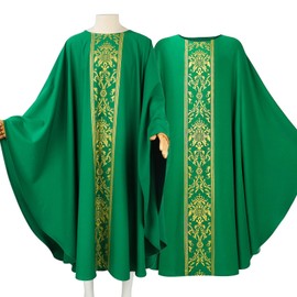 IMDAET Religious Robe Cosplay Costume Priest Chasuble Church Robe Gown Pastor Priest (Green)