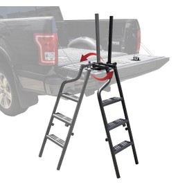 POKIAUTO 42" Foldable and 360° Rotatable Tailgate Ladder with Handrail for Pickup Truck, Universal Folding Tailgate Step Ladder w/Grab Handle for Pickup Truck Accessories
