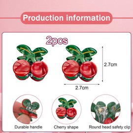 THXFUNAREA 2 Stück Haarschmuck Kirschen Haarnadel für Kinder Kirschen Stirnband Pferdeschwanz Haargummi Set niedliche Haarspangen Obst Harz Niedliche Haarspangen Headwear Styling Tools (Rot)