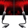 2Pcs Red Mini LED Star Night Projection Light, USB-Powered Car