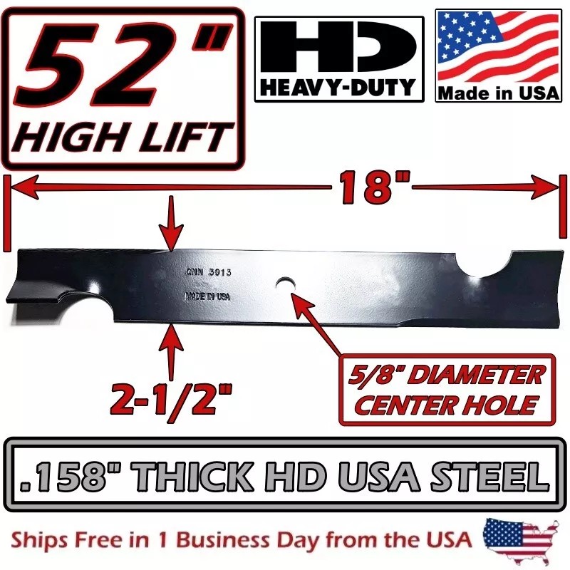 For Exmark COPPERHEAD 3-PACK 52" HD EXMARK HIGH-LIFT BLADES 303146,