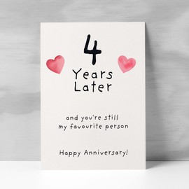 Postcard Prints - 4th Wedding Anniversary Card For Wife Anniversary Card for Husband 4 Year Anniversary Card For Boyfriend or Girlfriend Forth Anniversary