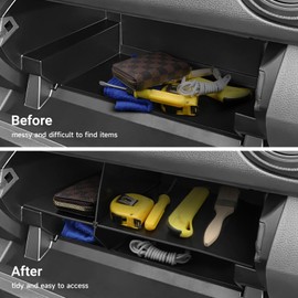 BILOPER Glove Box Dividers Organizer For Toyota Tacoma 2016-2022 2023,ABS Glove Box Organizer for 3rd Gen Tacoma Accessories,Interior Insert Dividers Storage