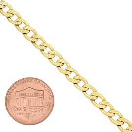 5mm 14k Yellow Gold Plated Flat Cuban Link Curb Chain Necklace, 24 inches