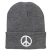 e4Hats.com Peace Symbol Embroidered Long Beanie - Grey OSFM