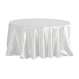 KS LINENS White Satin Round Tablecloth 90"