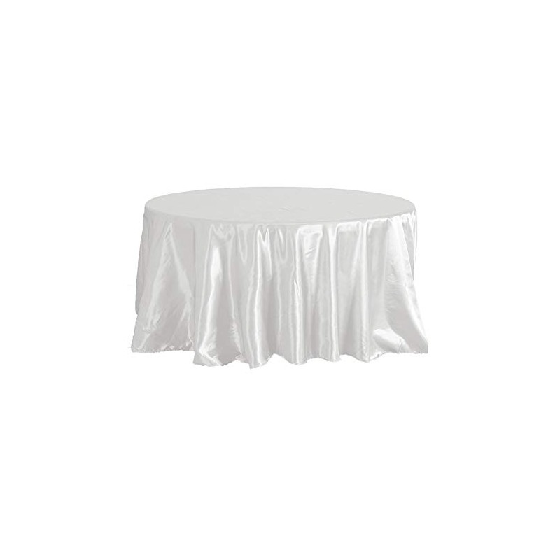 KS LINENS White Satin Round Tablecloth 90"