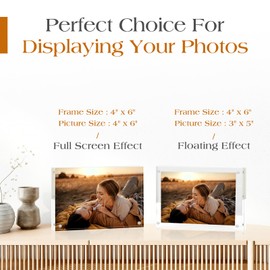 TWING TWING 5 Pack 4 x 6 Acrylic Frame, Horizontal Magnet Double Sided 4x6 Picture Frame,12+12MM Thick Clear Frameless Desktop Display Self Standing Magnetic Acrylic Block Photo Frame Ideal Mother's Day Gifts for Mom