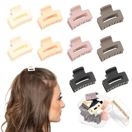 PABULUM 10 PCS PREMIUM Small Claw Hair Clips for Women Girls - Mini Hair Clips Rectangle Tiny Claw Clips for Thin Hair Strong Hold Cute Jaw Clip Nonslip Hair Styling Accessories |MULTICOLOR