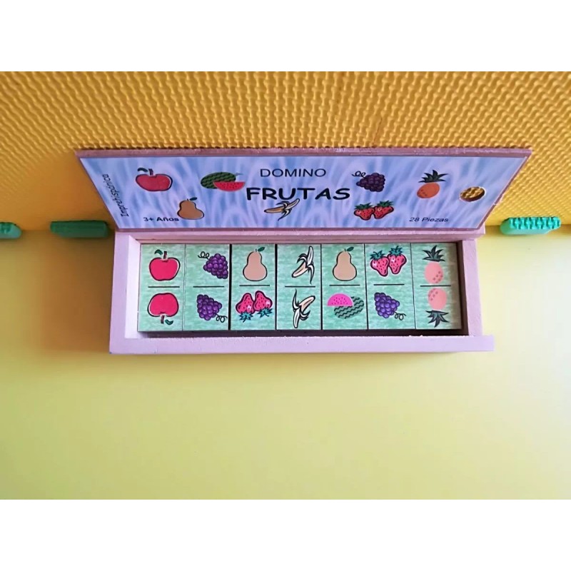 Domino Dominó Frutas Madera , Educativo, Didáctico