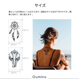 Oumino 20 Pcs Tattoo Stickers Indian Buraku Letters Animal Body Stickers Waterproof Easy to Apply Cool Long Lasting Cool Tattoo Stickers