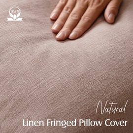 Foindtower Set of 2 Decorative Linen Fringe Throw Pillow Covers Boho Farmhouse Cushion Cover with Tassels Soft Accent Pillowcase for Couch Sofa Bed Living Room Home Decor,22×22 Inch,Dusty Pink