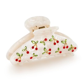 LILIE&WHITE Pinza para el pelo para mujer, elegante, con diseño de cereza, duradero y ligero, ideal para cabello grueso y fino, diseño de moda para uso diario y ocasiones especiales