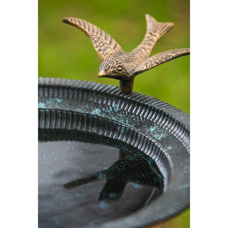 Evergreen Hummingbird Metal Bird Bath Bowl with Stand - Heavy