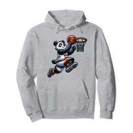 Basketball Panda Slam Dunk Funny Kids Adults Sports Pullover Hoodie