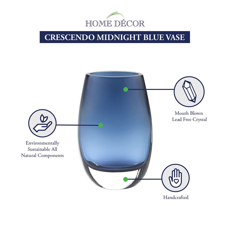 Badash - Crescendo European Mouth Blown Crystal Midnight Blue 7.5"