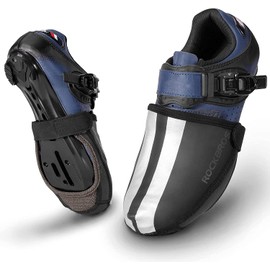 ROCKBROS Cycling Overshoes Thermal Windproof Waterproof Bicycle Gaiters Reflective Design Anti-slip Wear-resistant Road Bike Toe Covers Black S-L