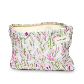 ZUNGGWOK Floral Makeup Bag Cosmetic Bag for Women,Large Capacity Purse Travel Bags Toiletry Bag with ZIpper Makeup Pouch(Willow)