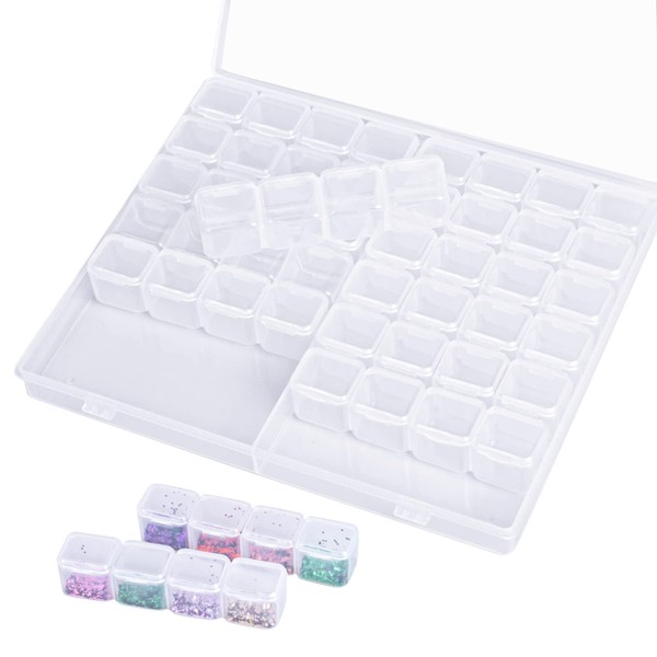 KYSUN Plastic Sorting Box with 56 Compartments, Small Container, Diamond Embroidery Sorting Box, Transparent Box, Bead Box, Sorting Box for Small Parts, Nails, Rhinestones, Beads, Jewellery, DIY