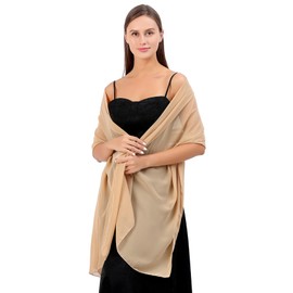 Evening Gown Chiffon Shawl For Women (1 PCS), Elegant, Soft, Transparent Chiffon Bridal Wedding Scarf, Windproof Shawl (CHAMPAGNE)