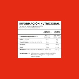 Glicinato de magnesio - Met 5 Nutrition - Frasco de vidrio con 60 cápsulas - magnesio quelado - alta absorción - magnesium glycinate