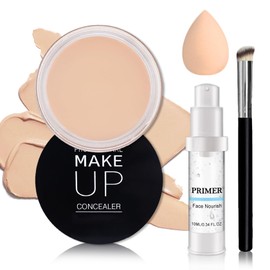 QIUFSSE Under Eye Concealer for Dark Circles with Primer,Tattoo Cover up Makeup,Waterproof Color Correcting Concealer Makeup,Nourishing and Moisturizing,Cruelty-free（02 Light Cream）