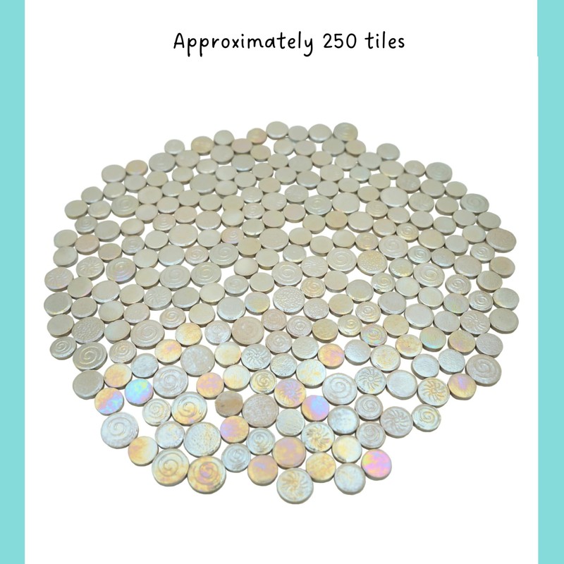 Yuvori 1lb Iridescent Round Ceramic Mosaic Tile DIY for Bathroom,