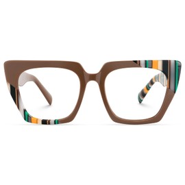 VOOGLAM Square Blue Light Glasses for Women Anti Eyestrain Dry Eyes Computer Phone TV Eyeglasses Sanna GWA081343-05 Brown