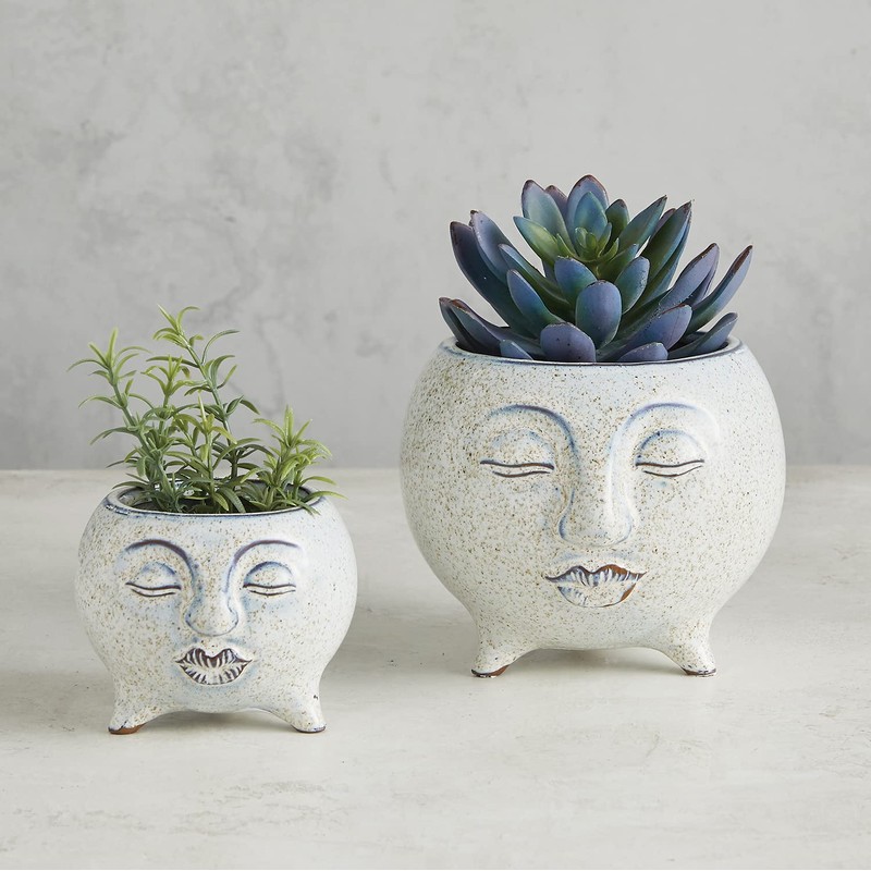 47th & Main Speckled White Glazed Ceramic Planter Pot with