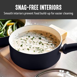 GreenLIfe 2 Quart Ceramic Nonstick Saucepan, Non-toxic PFAS & PFOA-Free, Dishwasher & Oven Safe, Stovetop Kitchen Cooking Multipurpose Chef Pan, Small Soup Pot, Stay Cool Handles, Black