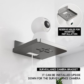 HZBL-LP Floating Shelves, Metal Wall Shelf for Wall Storage, for Smart Home, Speakers, Internet Router, Security Camera - for Bedroom, Bathroom, and Living Room (Black)