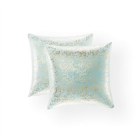 Xinrjojo Pack of 2, Gold Pillow Cover, Shiny Cushion Covers, Decorative Soft Square Throw Pillow Covers, Pillow Cases for Sofa Bedroom Car 24 x 24 Inch 60 x 60 cm(Bronzing- Lake Blue)