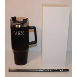 Victoria's Secret VSX Stainless Steel Quencher 40oz Tumbler with Straw Black NEW