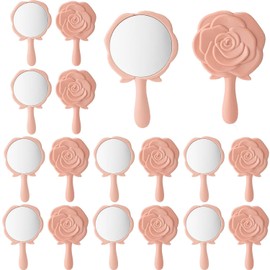 18 Piezas Espejo de Bolsillo de con diseo de Rosas a Granel, Espejo Compacto de Princesa, Espejo de Maquillaje porttil de plstico, Espejo de Mano...  