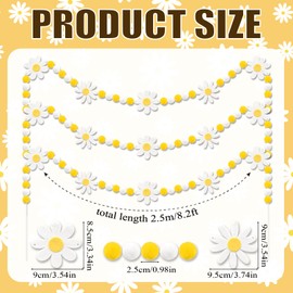 3 Pcs Daisy Flower Spring Decorations Daisy Flower Felt Garlands Pre-Strung Hanging Banner Colorful Pom Pom 8.2ft Boho Rustic Banners Party Supplies for Baby Shower Birthday Party