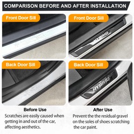 DREOOCAR 4PCS Door Sill Protectors Trims for Car Truck SUV Hybrid Accessories, Stainless Steel Cover Guard Sills Protector Door Scuff Plate Anti-Scratch Welcome Pedal Protect Black