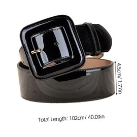 STOBOK 1pc Patent Leather Wide Girdle Belt Classic Wide Belts for Women Dresses Cuir European Style Belt Denim Belt Lady Waistband Trendy Para Braided Tie Black