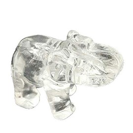 Rock Crystal Elephant Approx. 5 cm | Gemstone Animal Made of Natural Stone | Lucky Symbol Elephant Figure/Statute | Healing Stone, Lucky Charm, Gift, Talisman, Feng Shui and Decoration