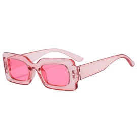 IKANOO Retro Rectangle Sunglasses for Women Vintage 90’s Candy Color Sunglasses Square Frame Y2K Eyewear (Pink)