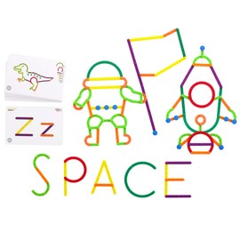 edxeducation-21368 GeoStix Letter Construction Set - Educational Toy - 200 Connecting Sticks - 50 Activities - Build Letters, Animals and More