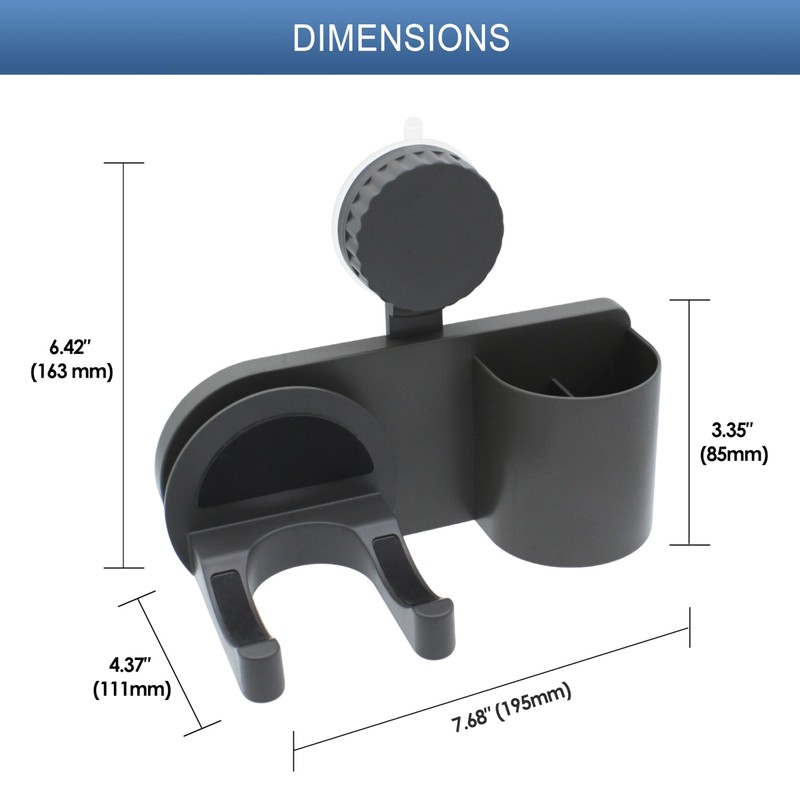 RODDEX Suction Cup Hair Dryer Holder with Basket, Wall Mount