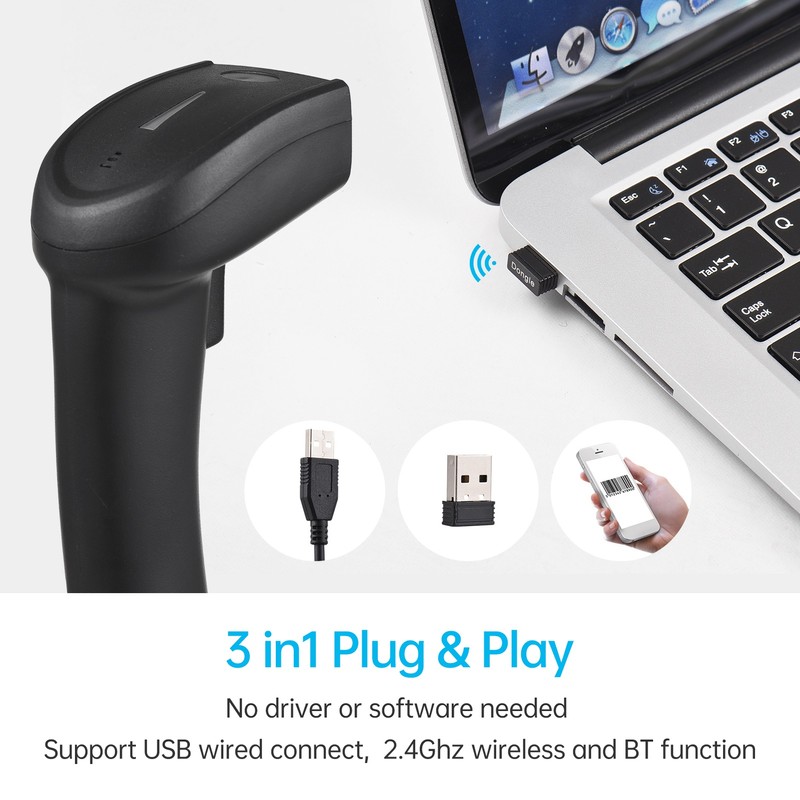 Barcode Scanner USB Plug and Play Portable Handheld Barcode Reader