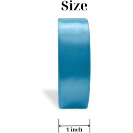 Cinta de satén de 2,5 cm, color turquesa claro para manualidades, cinta de regalo, rollo de cinta de satén sólido de 2,5 cm x 25 yardas
