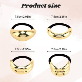 8 Pcs Metal Hair Ties, Metal Ponytails Hair Cuffs Gold Hair Cuff Wrap Hair Ties Fashion Glossy Arch Ponytail Hair Tie Metal Geometric Elastic Hair Ties for Women Hair Accessories, 4 Styles