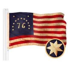 UD_G128 Combo Pack: American USA Tea-Stained Flag 4x6 Ft & Bennington 76 Tea-Stained Flag 4x6 Ft  Both ToughWeave Pro Series Emb