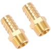 2 Pack Brass Hose Fitting, Adapter,5/8" Barb x 1/2" NPT
