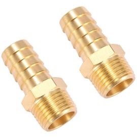 2 Pack Brass Hose Fitting, Adapter,5/8" Barb x 1/2" NPT Male Pipe