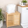 Household Essentials Bamboo and Cotton Double Laundry Sorter with Lid